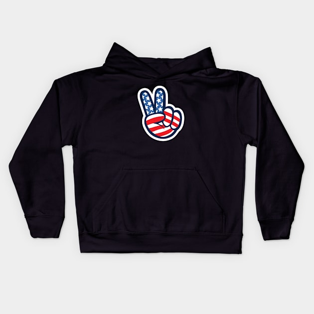 Peace Sign Hand USA America Kids Hoodie by DetourShirts